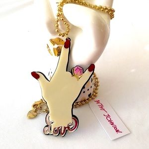 Betsey Johnson ASL ''I Love You' Plexi Necklace